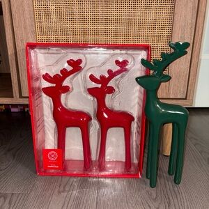 Martha Stewart Red and Green Reindeer Decor Set